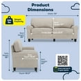 thumbnail image 2 of Serta Copenhagen 73" Rolled Arm Sofa, Easy Care Polyester, Loveseat or Couch for Small Spaces, Light Gray, 2 of 16
