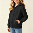 thumbnail image 3 of Jalioing Zipper Up Hoodies for Kids Fall Solid Casual Long Sleeve Sweatshirt Jacket Boys Girls Outerwear with Pocket, 3 of 7