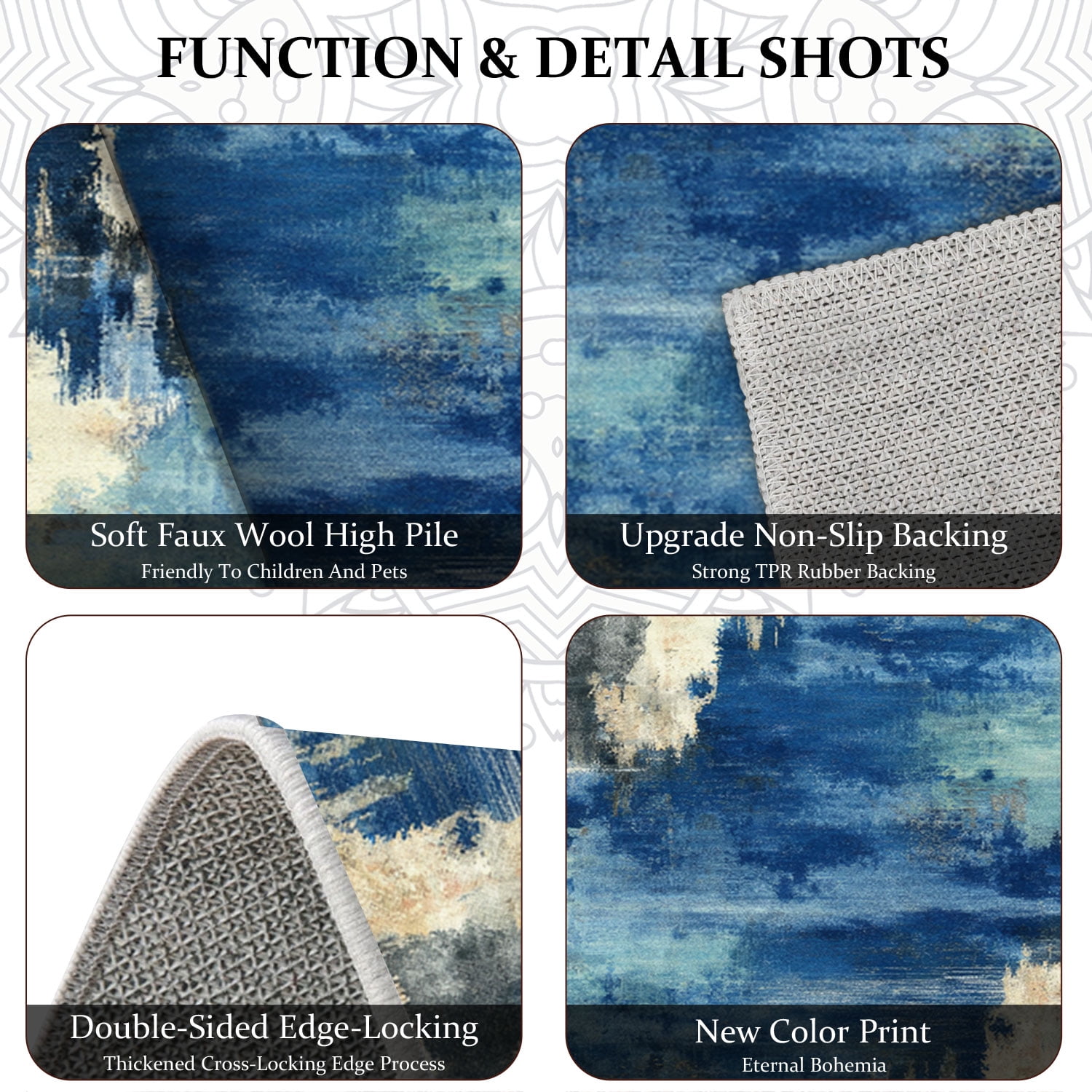 3-Piece Farmhouse Kitchen Rug Set with Anti-Slip Striped Design
