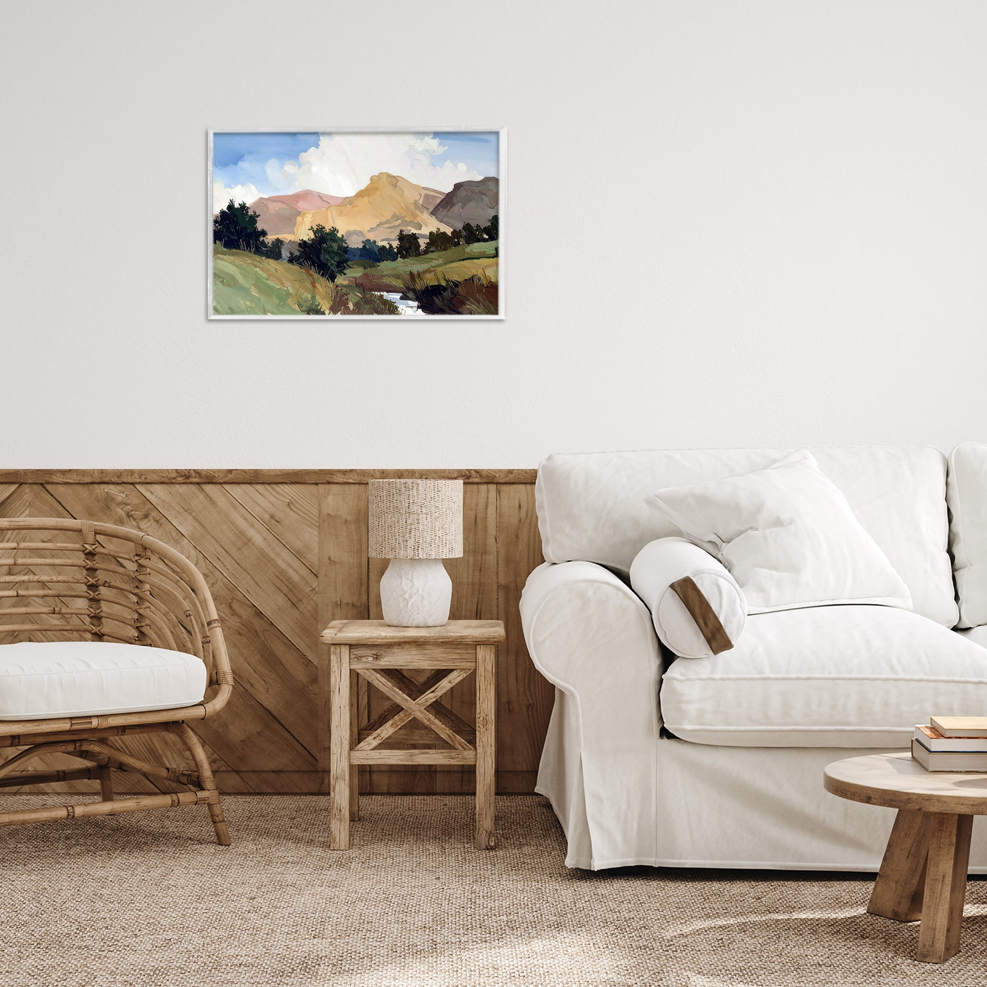 Stupell Industries River Mountain Divide White Framed Giclee Art, design by Alonza Saunders