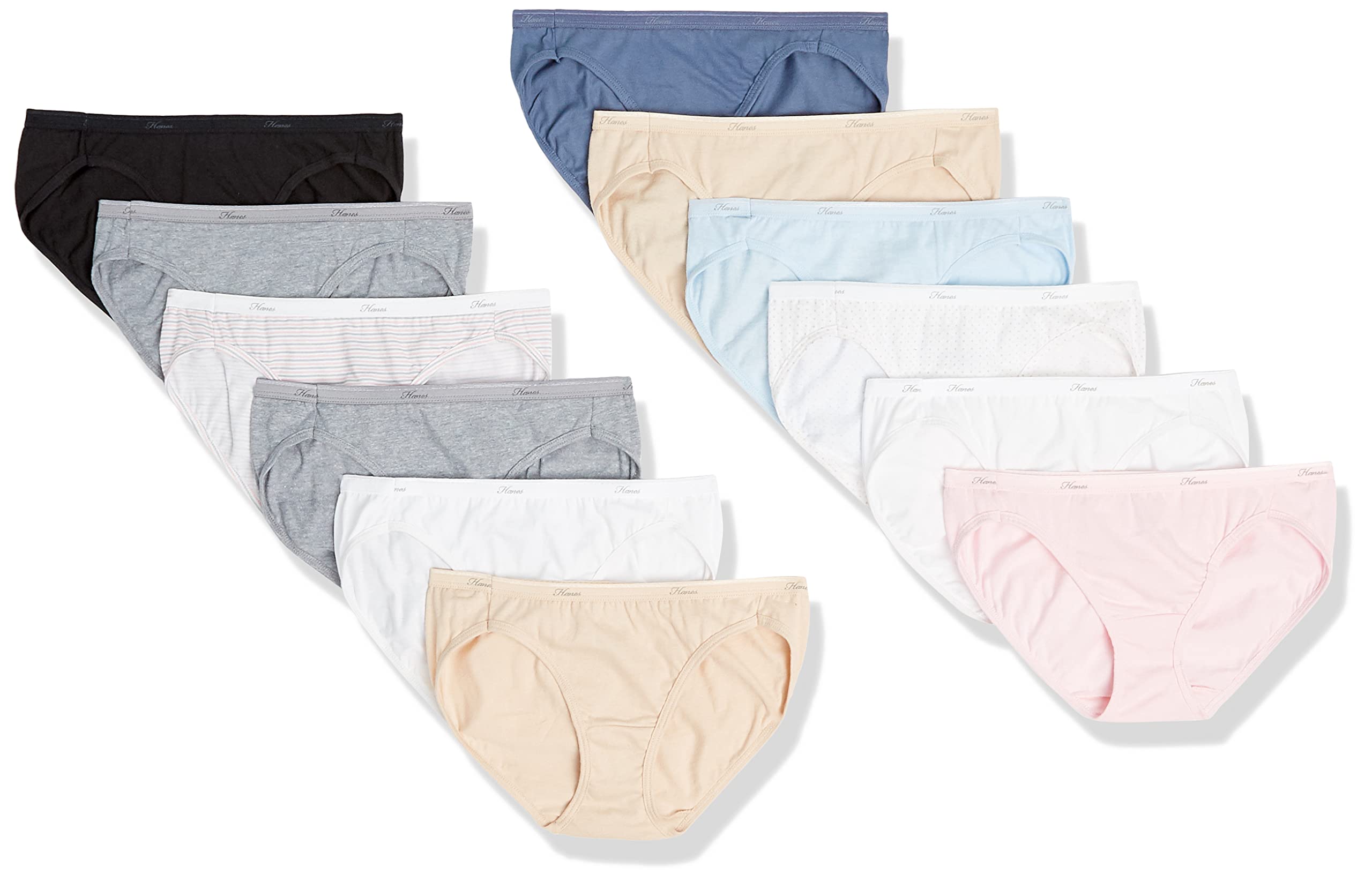 Hanes Damen Bikini Unterwäsche 10er Pack – Aus Baumwolle, Weich, Bequem – Täglicher Tragekomfort
