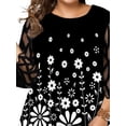 thumbnail image 2 of XXLvision Women Lace 3/4 Sleeve Printed Patchwork Flowy Swing Shirts Blouses Plus Size Tops, 2 of 4