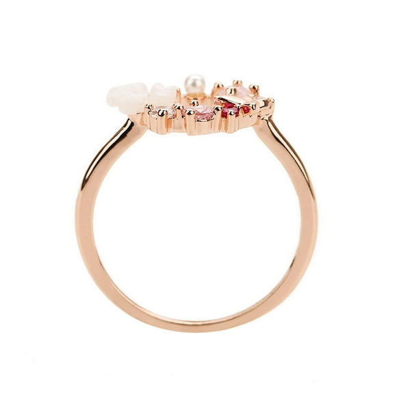 Anillo HUOGUO con forma de mariposa, chapado en oro rosa auténtico de 18 quilates