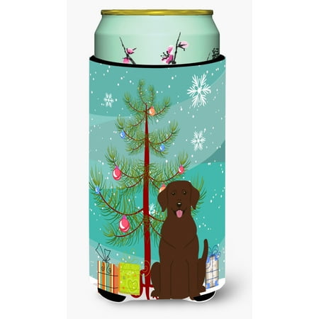 

Carolines Treasures BB4181TBC Merry Christmas Tree Chocolate Labrador Tall Boy Beverage Insulator Hugger Tall Boy