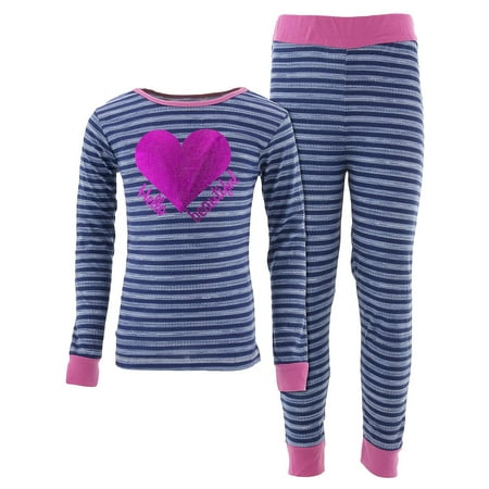 Cozy Couture Girls Hello Beautiful Blue Striped Cotton Pajamas