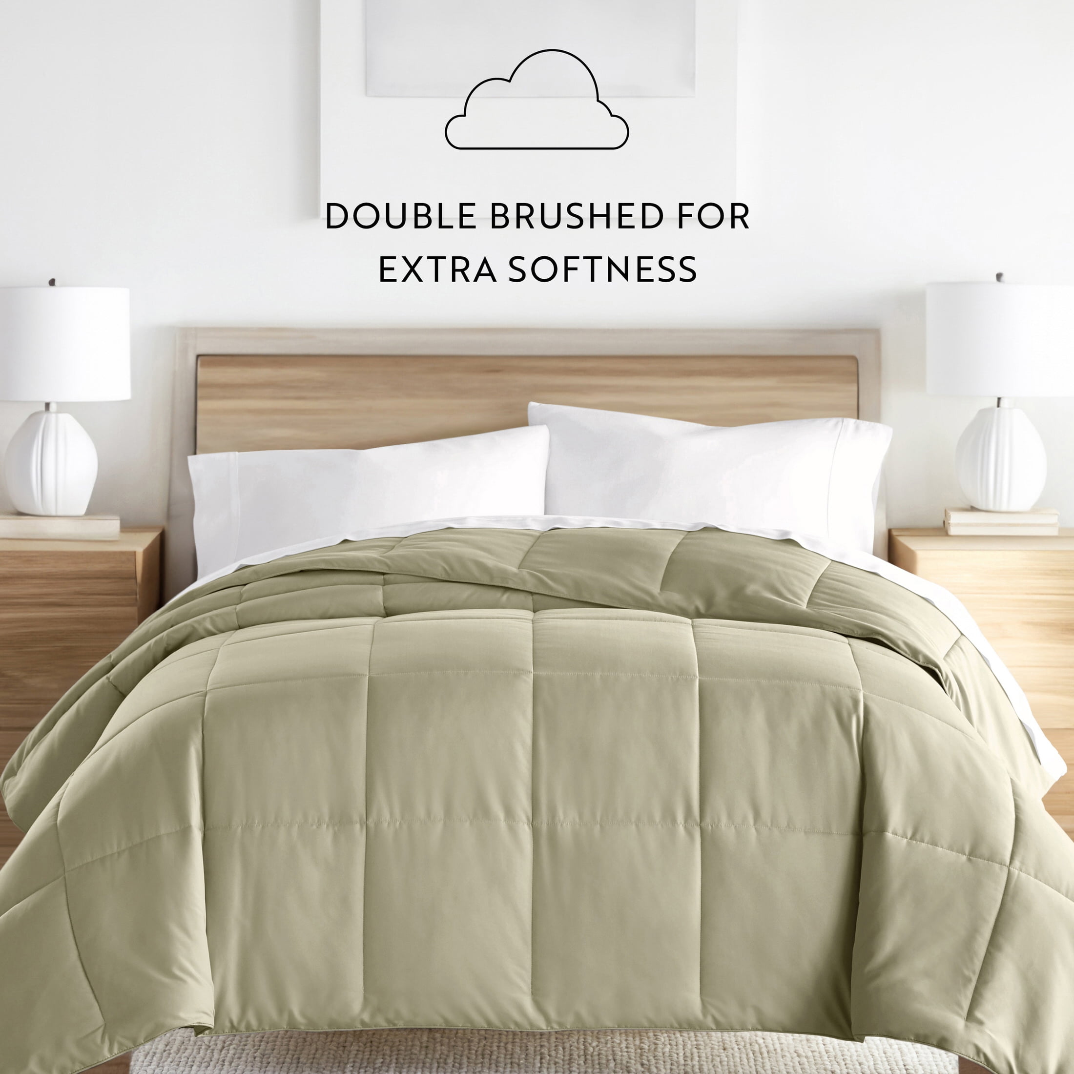 Noble Linens Sage All Season Lightweight Down-Alternative Solid Comforter, King/Cal King