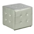 thumbnail image 2 of Cortesi Home Apollo Cube Ottoman in Metallic Silver Faux Leather, 2 of 2