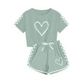thumbnail image 5 of Piuwrlz Boys Girls Short Sets Kids Summer Outfit Set Printed Round Neck Tight Shirt T-Shirt and Shorts Set Army Green Size 5 Years, 5 of 9