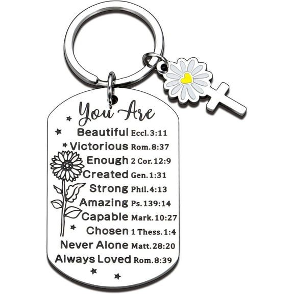 Christian Keychains for Women Teen, Pastor Wife Appreciation Gifts Inspirational Baptism Gifts Encouragement Bible Verse Keychain for Him Her Christian Gift for Women Faith