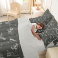 thumbnail image 4 of Feelyou Dark Gray Hand Drawn Dinosaur Twin Bedding Sets for Men Women Kids, Chalk Style Wildlife Bedding Comforter Set, Gray White, Grey Reversible, 7pcs, 4 of 7