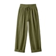 thumbnail image 5 of Cotton Linen Pants for Women Wide Leg Casual Drawstring Waist Palazzo Pants Flowy Loose Lightweight Pants Beach Trousers with Pockets, 5 of 8