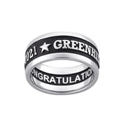 Freestyle, Men's Sterling Silver Enameled Carved Wide Band Class Ring, High School or College Graduation