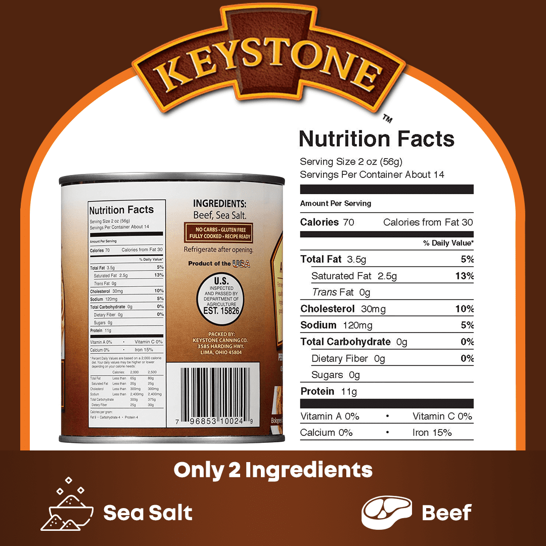 (12 pack) Keystone All Natural Ground Beef, 28 oz Can