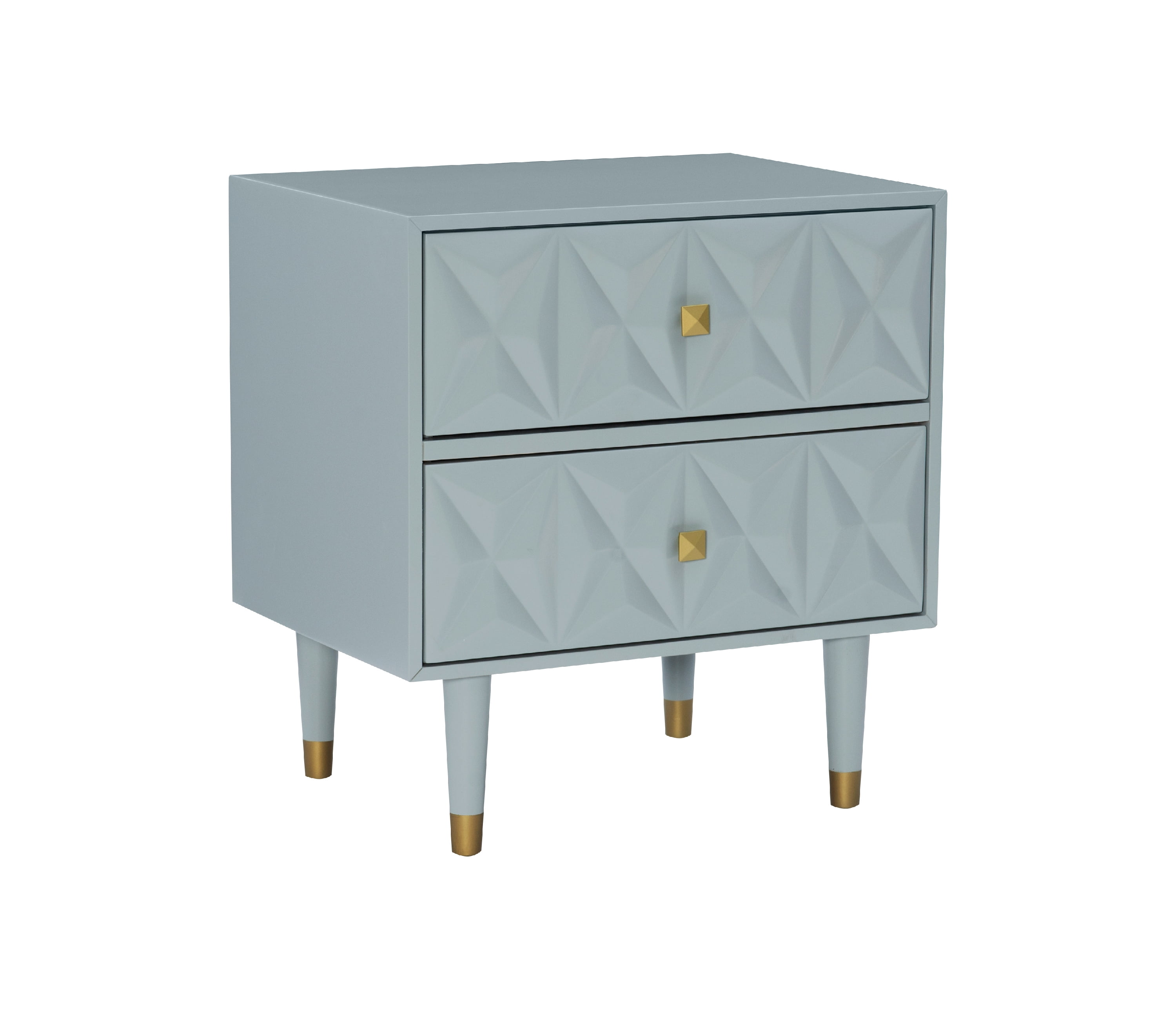 Linon Ginzel Mid-Century Modern 2-Drawer Nightstand, Gray