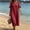 c01Red, variant on Womens Short Sleeve Ruffled Deep V Neck Dresses Cotton Linen Dress for Summer Solid Casual Shift Dress with Pockets Red XXL