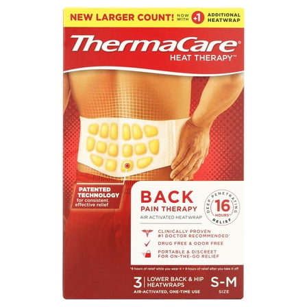 ThermaCare Lower Back & Hip Pain Relief Heat Wraps, Small/Medium, 3 Count