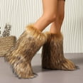 thumbnail image 6 of Gamivast Furry Boots Knee High Winter Warm Soft Slip-On Flat Heel Booties with Anti-Slip Trendy Fuzzy Platformed Round Toe Shoes Casual Y2K Cozy Boot for Outdoor Indoor, 6 of 6