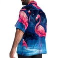 thumbnail image 3 of Flamingo Tropical Rainforest Men's Short Sleeve Poplin Shirt, Casual Printed Button Down Summer Beach Shirt - Unisex, 3 of 6