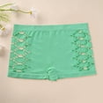 thumbnail image 2 of QHFBli Women's Cut Out Mid Rise Boyshort Panties Solid Plain Criss Cross Seamless Underwear Summer Low Rise Control Boyleg Shorts With Geometric Cutout Green L, 2 of 2