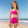 thumbnail image 2 of FUZHIQ Girl Swimsuit Coverup Shorts Fashion Solid Color Little Girls' Swimwear Lightweight 2 Piece Bathing Suit Printed Girl Swimwear for, 2 of 4
