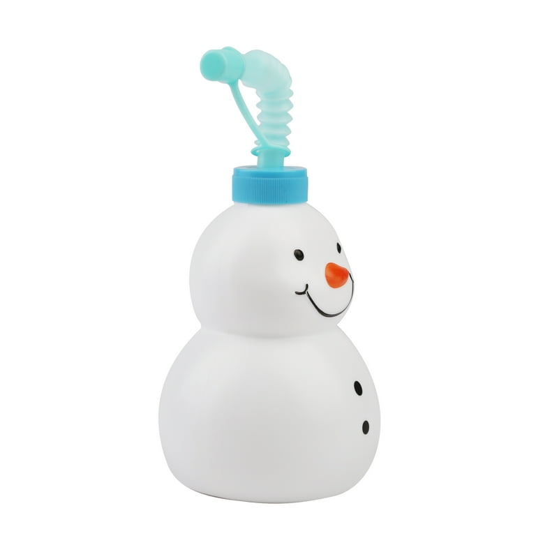 Holiday Time Plastic Light-up Snowman Blue Sippy Cup Tumbler Straw 310 mL  (NEW)