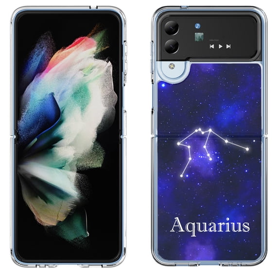 Shockproof Bumper Phone Case for Samsung Galaxy Z Flip 4 5G, by OneToughShield ® - Aquarius