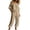 Khaki, variant on BESEW7 Off Shoulder Jumpsuits for Women, Summer Casual Loose Rompers with Pockets Roll Up Sleeve Elastic Waist for Daily Beach Vacation White S