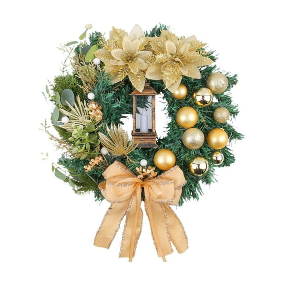 12" Christmas Fall Wreaths For Front Door Indoor Outdoor Thanksgiving Wreath Christmas Wreaths With Bow Ribbon Farmhouse Porch Wreath For Window Xmas Tree Decor