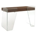 thumbnail image 6 of Casabianca Home ARCHIE office desk in walnut veneer with clear glass., 6 of 7