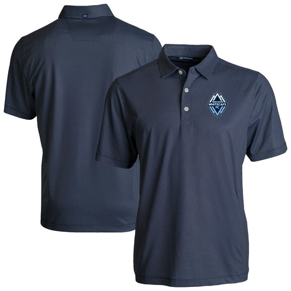 Men's-Cutter & Buck  Navy Vancouver Whitecaps FC Pike Eco Symmetry Print Stretch Recycled Polo