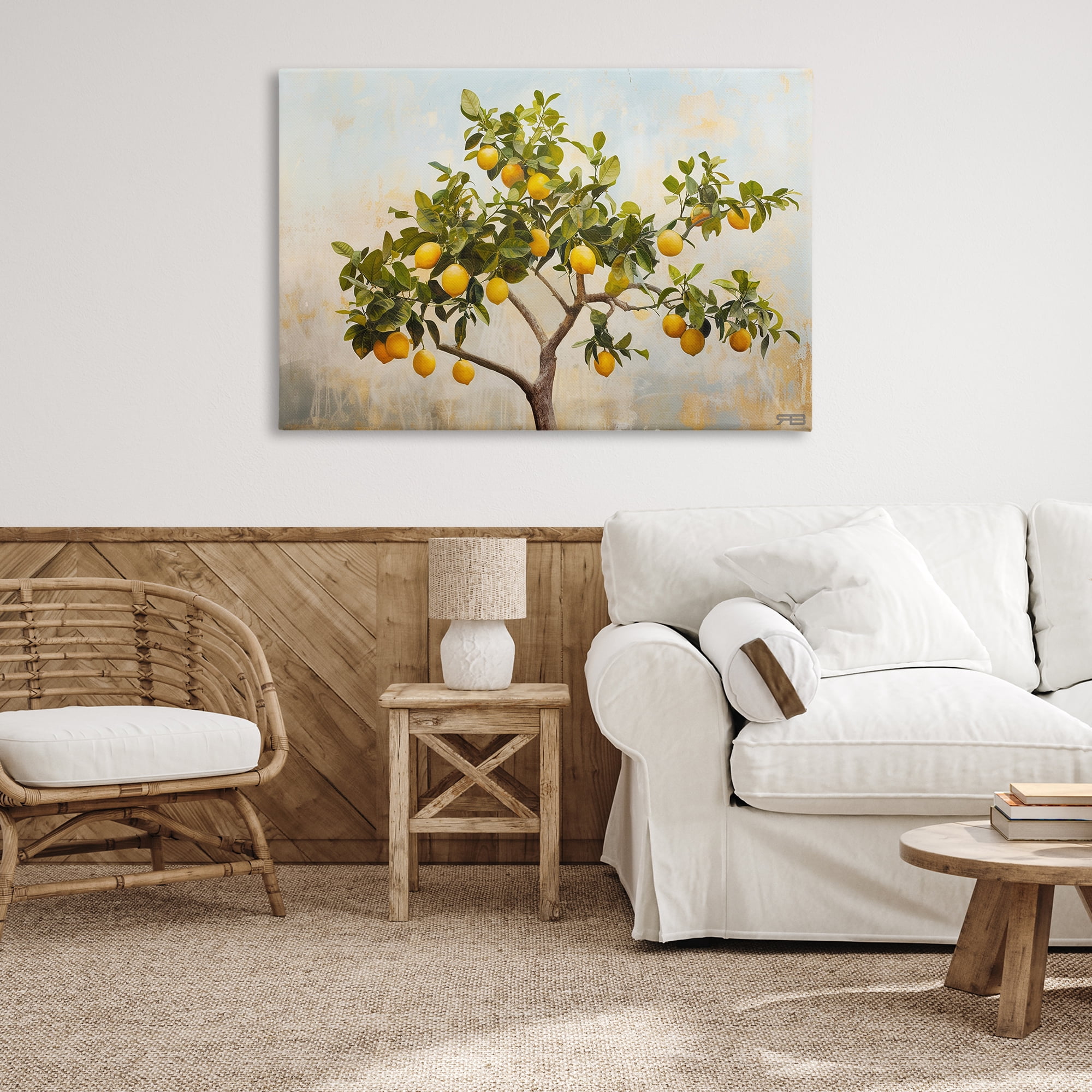 Stupell Industries Lemon Tree Branches Food & Beverage Painting Wrapped Canvas Art Print Wall Art, 45 x 30