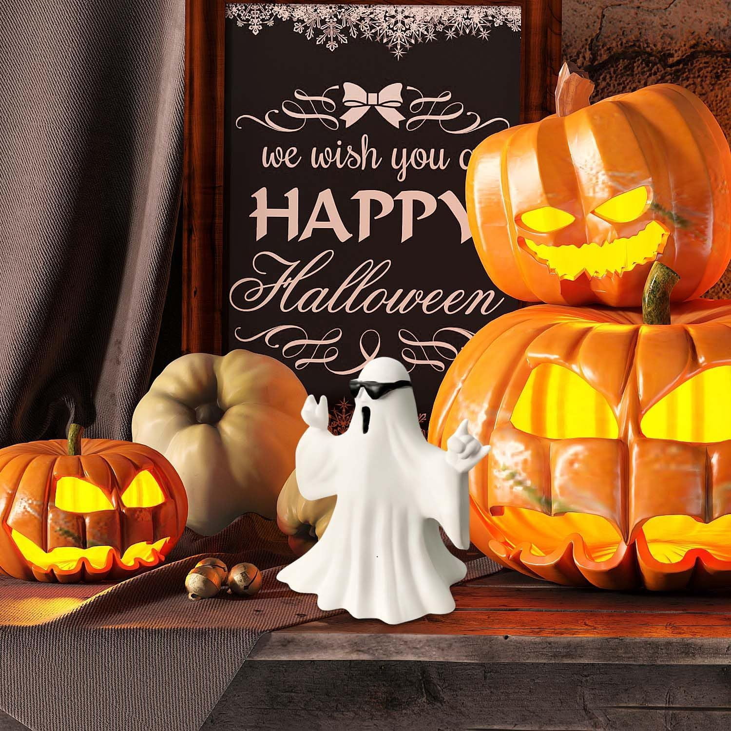 Handmade Resin Ghost Figurines for Halloween Home Decor and Gift Collection