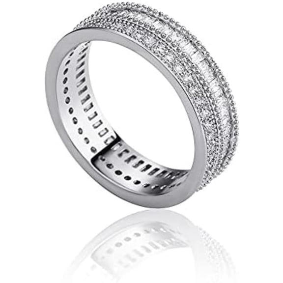 14K Gold Densely Set Mossanite Ring, Hip-Hop Style Ring, A Mesmerizing Token of Affection,Dad Gift