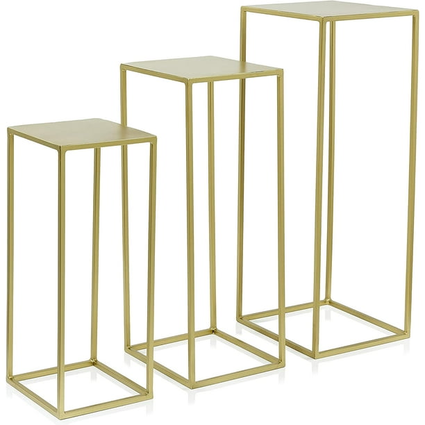 Set of 3 Gold Metal Plant Stand Tall, Nesting Display End Table, High ...