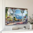 thumbnail image 2 of 1pc Framed Canvas Art/Scenic Coastal Balcony with Vibrant Flowers, Wooden Furniture & Ocean View/Ideal for Home Decor, Gifts, or Healing Spaces, Coastal Home Decor, 2 of 8