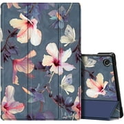 Fintie Case for Samsung Galaxy Tab A8 10.5 inch Tablet 2022 (SM-X200/X205/X207), Slim Lightweight Tri-Fold Stand Cover Hard Back Shell Auto Wake/Sleep, Blooming Hibiscus