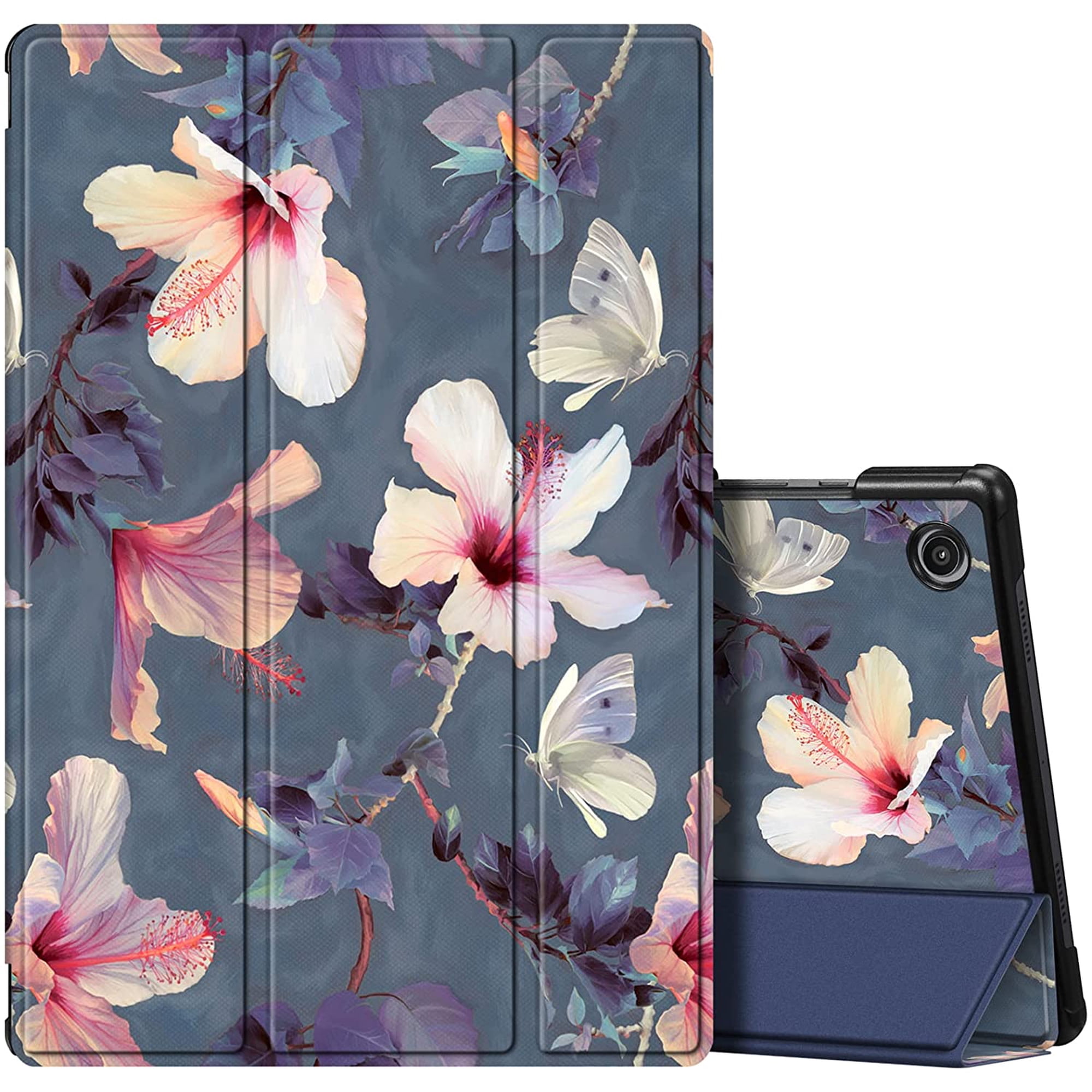 Fintie Case for Samsung Galaxy Tab A8 10.5 inch Tablet 2022 (SM-X200/X205/X207), Slim Lightweight Tri-Fold Stand Cover Hard Back Shell Auto Wake/Sleep, Blooming Hibiscus