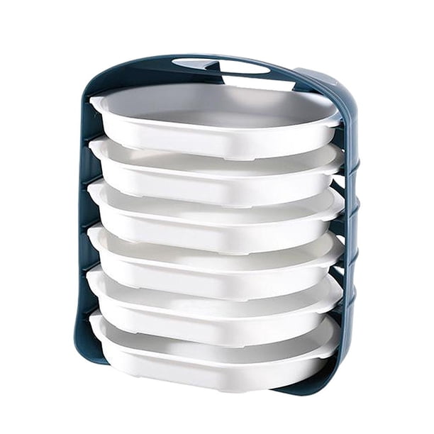Bandeja de almacenamiento de vajilla superponible de varias capas para estante organizador de cocina azul blanco 6 capas