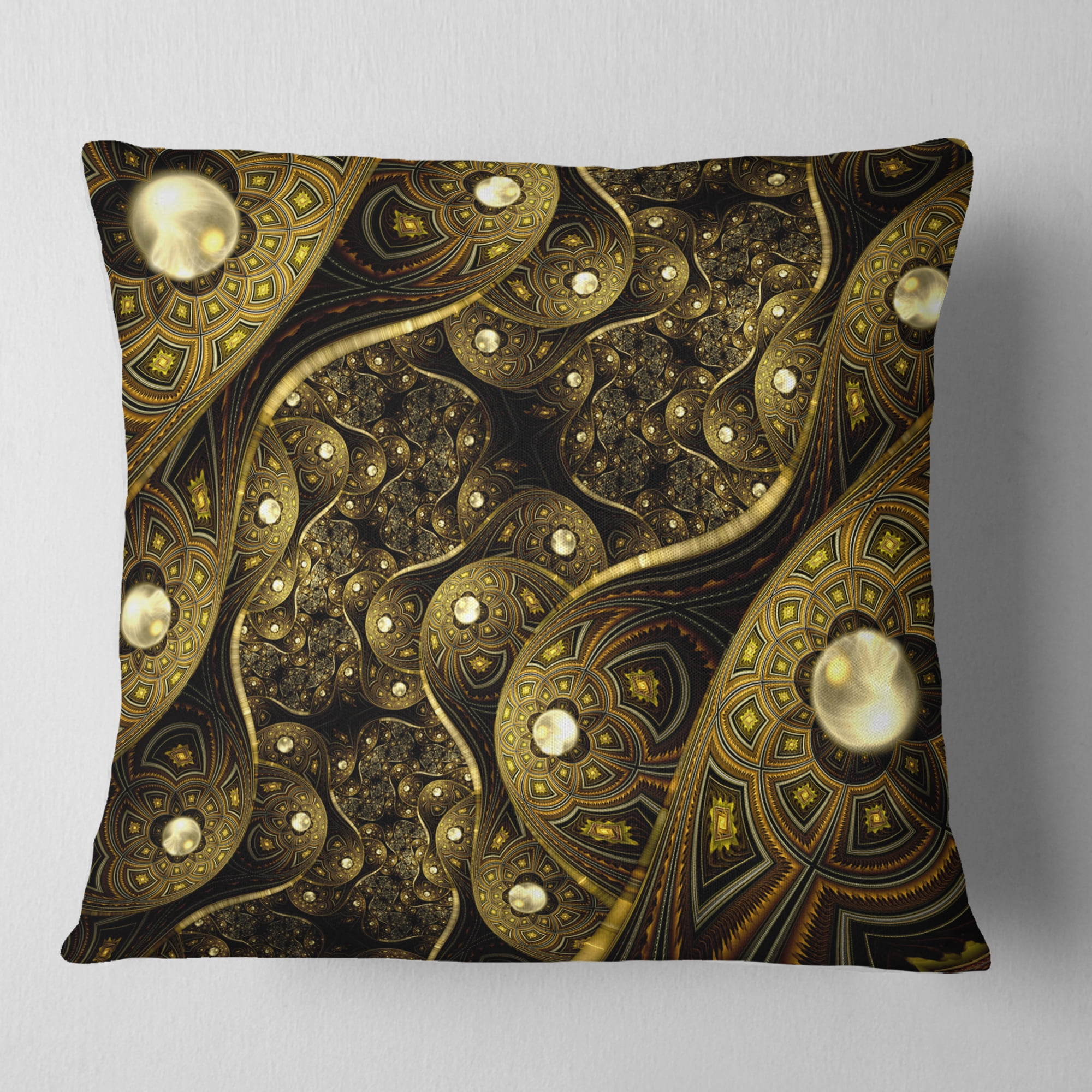 Designart Brown Metallic Fabric Pattern - Abstract Throw Pillow - 18x18