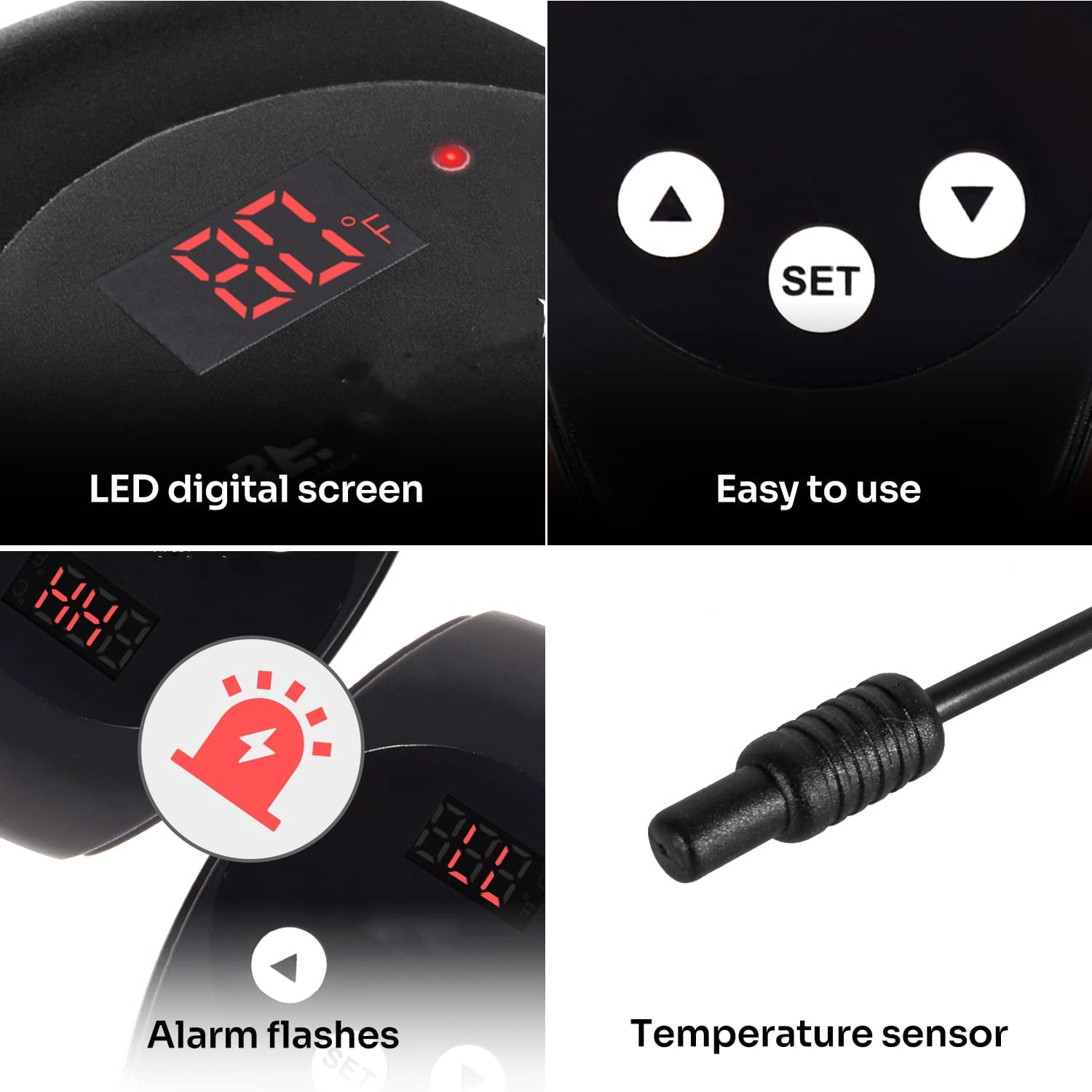 LQCrafK Reptile Dimming Thermostat, Heat Lamp Temperature Controller, with LED Digital Screen