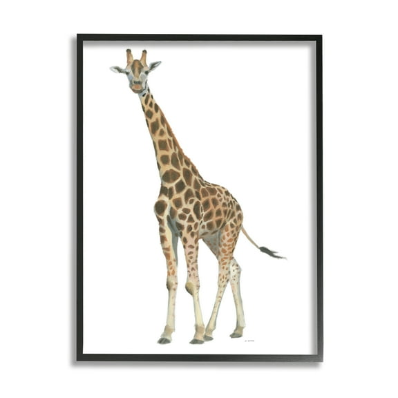 Stupell Industries Minimal Giraffe Portrait Patterned Safari Animal Animals & Insects Painting Black Framed Art Print Wall Art, 11 x 14