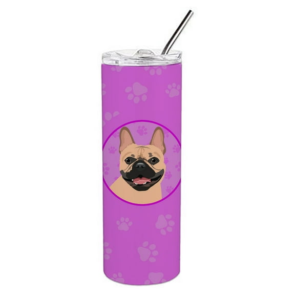 Carolines Treasures WDK1319TBL20 French Bulldog Fawn Design2 Stainless Steel 20 oz Skinny Tumbler Pink 20 oz multicolor