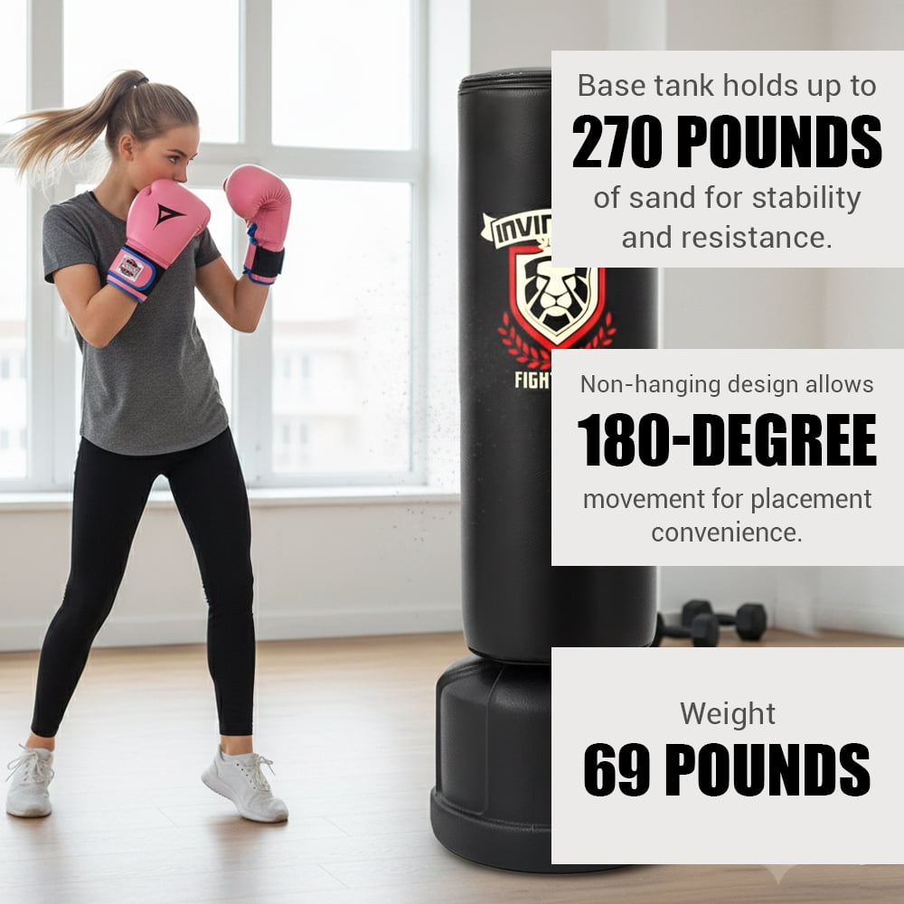 Premium Freestanding Heavy-Duty Boxing Punching Bag for Adults - Solid Base Kickboxing Bag for Home or Gym Training
