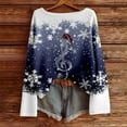 thumbnail image 4 of Arlun Plus Size Christmas Knit Sweaters for Women Red Glass Elk Reindeer Snowman Print Xmas Pullovers Tops Trendy Soft Comfort Long Sleeve Round Neck Cute Sweater Dark Blue XL, 4 of 5