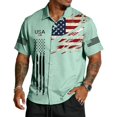 thumbnail image 2 of GrmtClth Mens Usa Flag Print Shirts Patriotic 4th Of July Top Spring Button Down T-Shirts Soft Short Sleeves Collared Clothing Mint Green L, 2 of 4