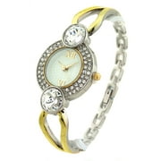 Ladies Gold-ToneVintage look Clubbing Party octagon watch 27mm 8mm thick. CZ Bazel, mop dial,7mm wide Gold-tone metal link bracelet fits9 inches wrist.