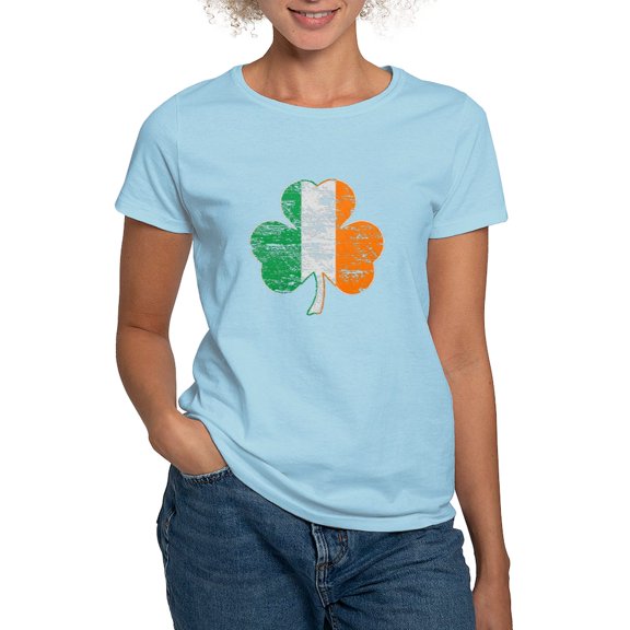 CafePress - Vintage Irish Flag Shamrock T Shirt - Women's Classic T-Shirt