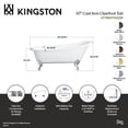 thumbnail image 5 of Aqua Eden VCTND673122ZB0 67-Inch Cast Iron Oval Single Slipper Clawfoot Tub (No Faucet Drillings) in White/Matte Black, 5 of 7