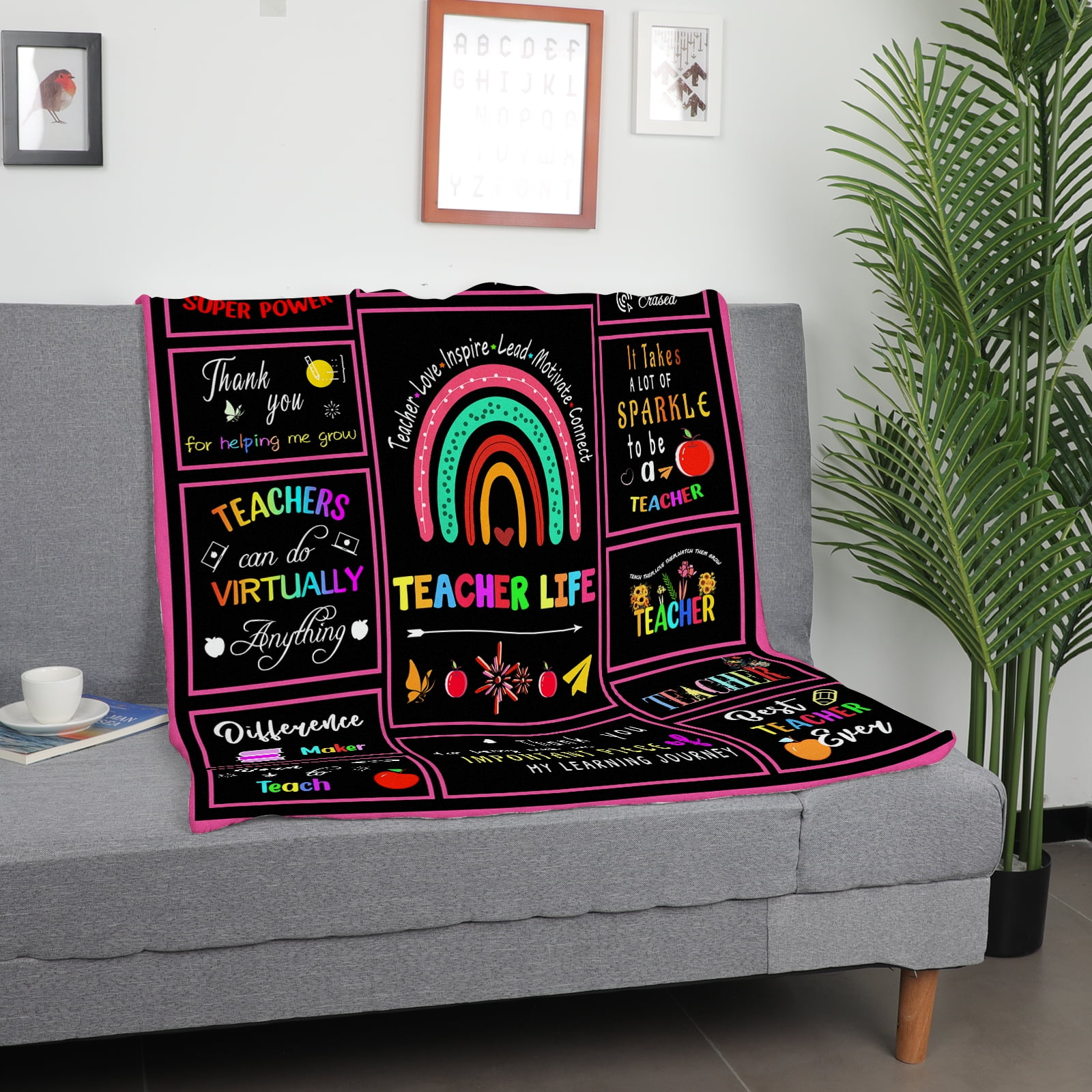 Funnil Teacher Gifts Blanket Teacher Appreciation Gifts for Women Men,Best Teacher Birthday Gifts,Teacher's Day,Graduation Gifts,Thank You Teacher Gifts from Students 50x60" Black