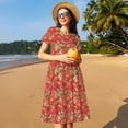 thumbnail image 4 of Vsdgher Robes Maxi Midi Décontractées Fraise pour Femmes Été 2025 Manches Courtes Légères Col Rond Robe de Plage, 4 of 6